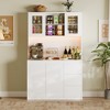 Whizmax Kitchen Pantry Cabinet with LED Lights and Charging Station, Tall Storage Cabinet with Countertop, Pantry with Drawer and Glass Doors - 3 of 4