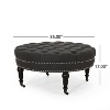 NicBex Modern 35" Round Ottomans Wood Footstools with Button Tufted and Casters for Bedroom and Living Room - 2 of 4