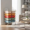 Gymax Stylish and Functional Organizer Cart Metal Frame Spacious Storage Easy Mobility Versatile Design Hot Pink/Macaron/Pink/Rainbow - 3 of 4