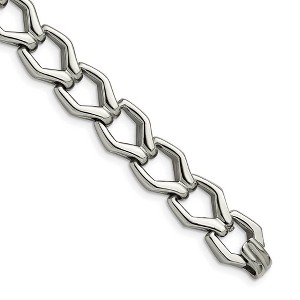 Black Bow Jewelry Men's 13mm Polished Stainless Steel Fancy Link Bracelet, 8.5 Inch - 1 of 4