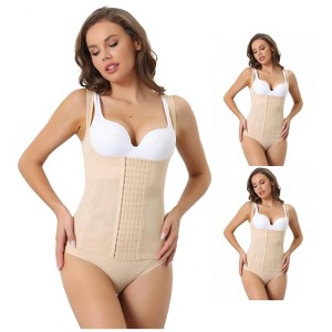 INSPIRE CHIC Women's Push-Up Tummy Control Sleeveless Widen Strap Breathable Waist Cinchers 3 Packs - 1 of 4