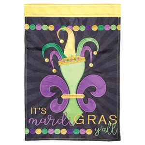 Dicksons Magnolia Garden It's Mardi Gras Y'all Fleur De Lis Jester Hat Purple Yellow Green 42 x 29 Polyester Outdoor Garden Flag - 1 of 1