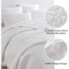 White Ruffled Quilt, Stone - Washed Microfiber Bedding Set, Reversible 3 - Piece with Pillow Shams for All Seasons - 2 of 4