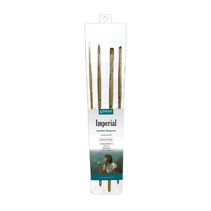 Princeton Imperial Brush Set, Synthetic Bristles, Long Handle Acrylic & Oil Paintbrush, Gold, 4 Pieces - 1 of 2