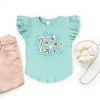 Leo the Truck Palm Leaves and Floral Outline - Flutter Sleeve Graphic T-Shirt - 3 of 4