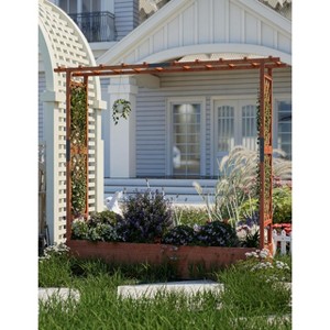 coucheta Wooden Elevated Planter Box with Trellis & Canopy - Includes Side Supports & Drainage Holes, for Outdoor Climbing Plants Vines Patio - 1 of 4