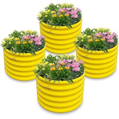 JUJABU 4-Pack Kids Raised Garden Beds – 24"x24"x18" Round Galvanized Planters for Veggies & Flowers