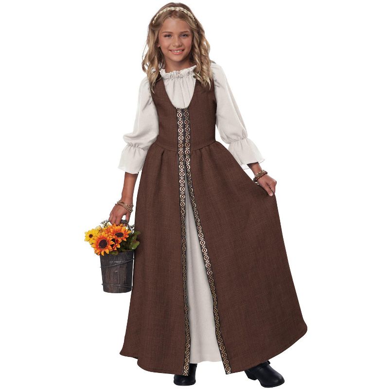 California Costumes Renaissance Faire Dress Girls' Costume (Brown), 1 of 3