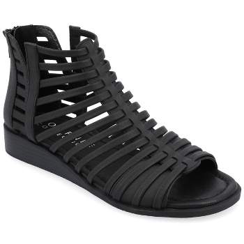 Journee Collection Womens Delilah Tru Comfort Foam Gladiator Sliver Wedge Sandals