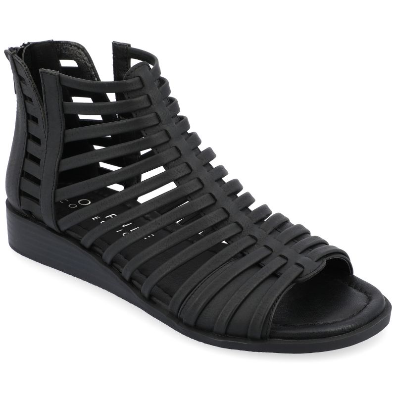 Journee Collection Womens Delilah Tru Comfort Foam Gladiator Sliver Wedge Sandals, 1 of 10