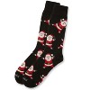 Memoi Men's All Over Santa Claus Holiday Novelty Crew Socks Black 10-13 - 3 of 4