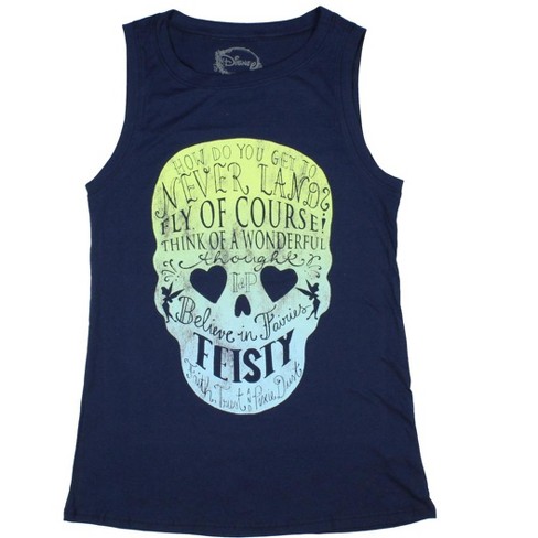 Seven Times Six Disney Women's Get To Neverland Skull Adult Junior's Muscle Tank Top Blue - image 1 of 4