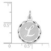 Black Bow Jewelry Sterling Silver, Sarah Collection 15mm Brocaded Disc Initial L Pendant - 4 of 4