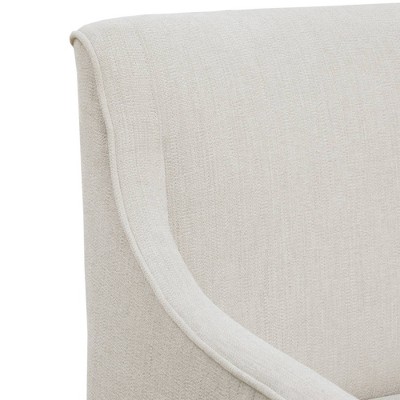 Cream Upholstered High Back Dining Arm Chair with Casters
