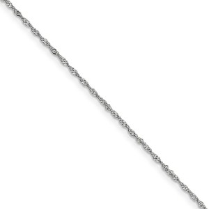 Black Bow Jewelry 1mm 10k White Gold Singapore Chain Necklace - 1 of 4
