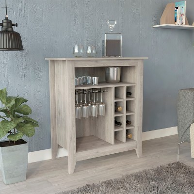FURNIinspire Wine Racks Bar Cabinet, Wine Cabinet, Sideboard Kitchen Cupboards With Open Shelf, Wine Rack, Gray, 17.7"*32.5"*37.07"