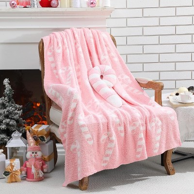 Christmas Throw Blankets and Red and White Flannel Blanket for Couch Sofa Bed Home Decorations.
