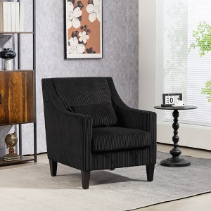 27"W Accent Chair Upholstered Arm Chair Padding Lounge with Pillow and Scooped Arms, Corduroy-ModernLuxe - 1 of 4