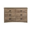 Salt Spring 6 Drawer Condo Dresser Drifted Gray - Prepac: Youthful Storage, Laminated Composite Wood - image 2 of 4