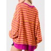 Imily Bela Women Color Block Waffle Knit Top Oversized Comfort  Casual Sweatshirt - 2 of 4