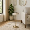 Elegant End Table, Side Table, or Small Night Stand for Room Decor - Slim Metal Drink Table with Marble Top and Trumpet Base - 2 of 4