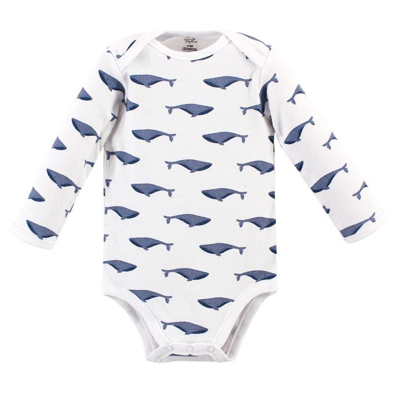 Touched by Nature Organic Cotton Long-Sleeve Bodysuits 5pk, Blue Whale, 5 of 8