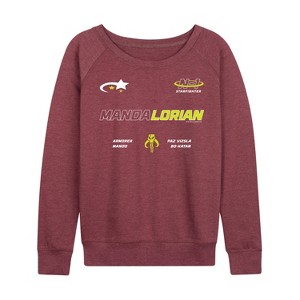 Women's - Star Wars - The Mandalorian Mando Jersey Lightweight French Terry Wide Neck Long Sleeve Graphic Shirt - 1 of 4
