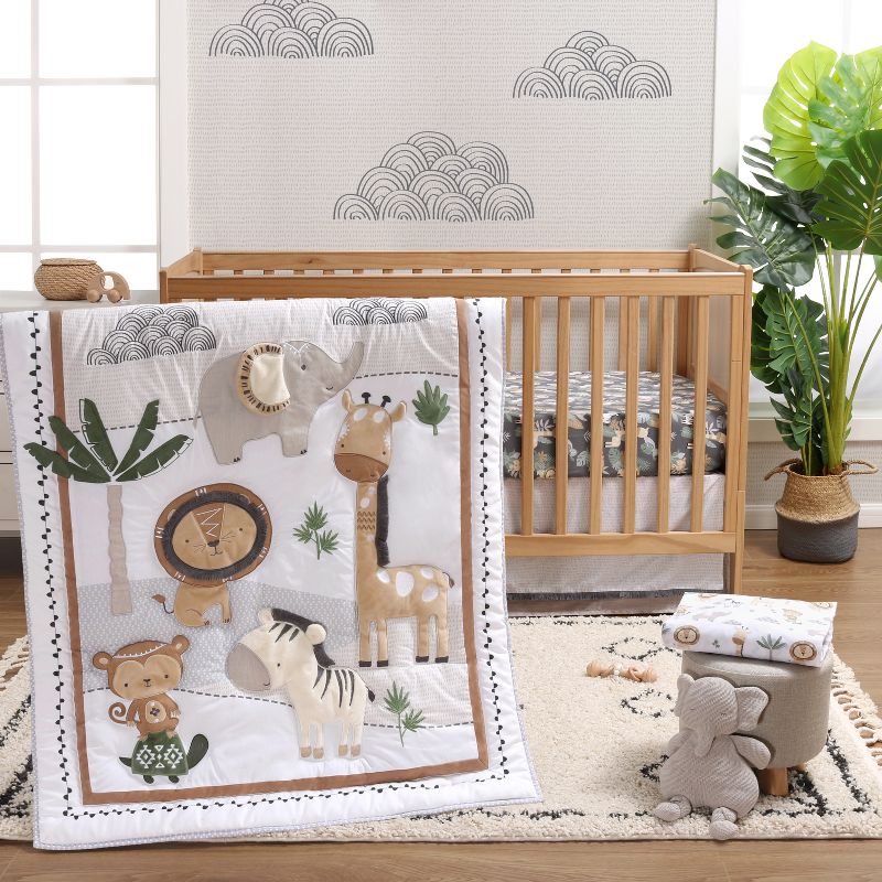 The Peanutshell Organic Crib Bedding Set for Baby Boys and Baby Girls, Safari Serenity, 4 Pieces, 1 of 10