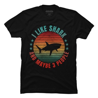 Men's Design By Humans I LIKE SHARK AND MAYBE 3 PEOPLE By punsalan T-Shirt