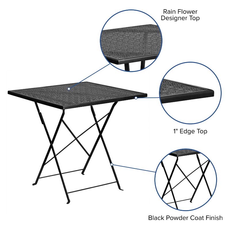 Flash Furniture Oia Commercial Grade 28" Square Indoor-Outdoor Steel Folding Patio Table, 4 of 9