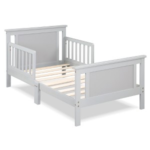 Infurnic Beds, Toddler Single Bed with Safety Guardrails and Headboard, Low To Floor Design for Toddler Children, Gray, 70"*36"*27" - 1 of 4