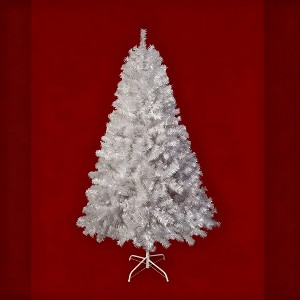 6FT Silver Pre-Lit Christmas Tree, 800 Branch Tips, 300 LED Lights, 11Modes, Hinged Full Design with Metal Stand, Perfect Indoor&Outdoor Holiday Decor - 1 of 4