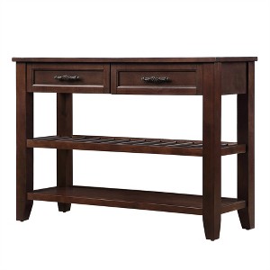 COWLOWN Console Table with 2 Drawers & Shelves, Solid Wood Sofa Table for Living Room, Entryway & Kitchen - 1 of 4