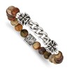 Chisel Stainless Steel Antiqued and Polished Cross 8mm Natural Turquoise Beaded Stretch Bracelet - 2 of 4