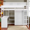 Wood Twin Loft Bed with Desk, Wardrobe, Storage Cabinets and Shelves, Space-Saving Study Bed Frame for Kids - 4 of 4