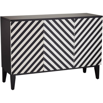 55 Downing Street Mason 47 1/4" Wide Black and White 3-Door Console Table
