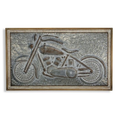 Cheung's Fiore Wood Framed Metal Motorcycle Wall Decor
