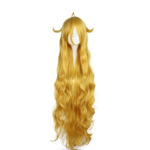 Unique Bargains Women's Curly Wigs 47" Yellow with Wig Cap - 1 of 4