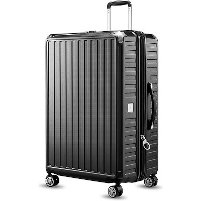 LUGGEX 28 Inch Luggage with Spinner Wheels, PC Expandable Hard Shell Suitcases Checked Large 28 Inch, Charcoal Metallic