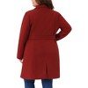 Agnes Orinda Women's Plus Size Lapel Long Sleeve Single Breasted Belted Midi Pea Coat with Pocket - 4 of 4