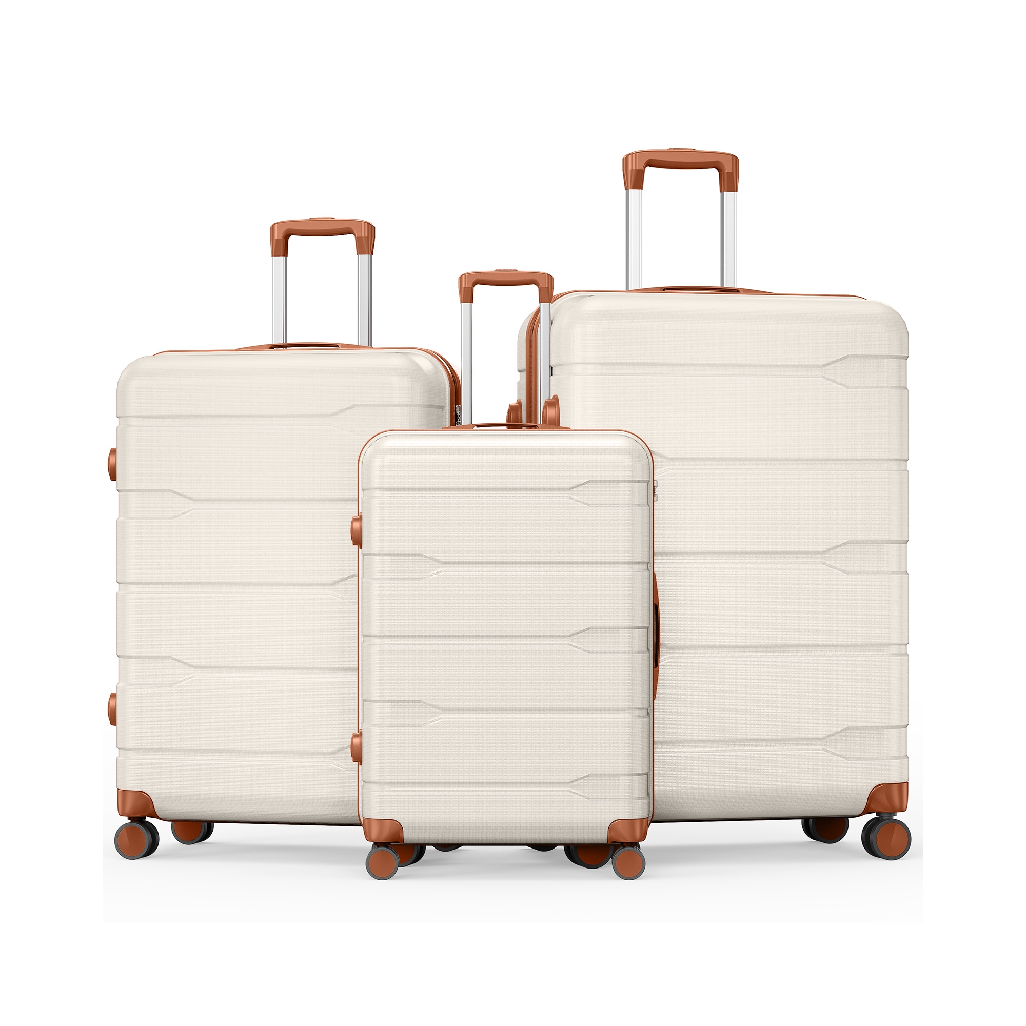 SUGIFT 3 Piece Hardshell Luggage Set Suitcase with TSA Lock, YKK Zippers, Aluminum Telescopic Handle, PC+ABS Construction and Spinner Wheels, White