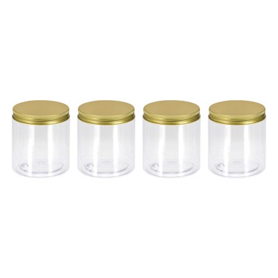 Unique Bargains Aluminum Lid Food Storage Containers Clear Plastic Jars 4 Pcs