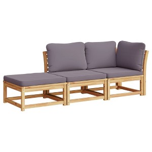 vidaXL 3 Piece Patio Lounge Set with Cushions Solid Wood Acacia - 1 of 4