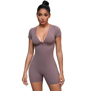 INSPIRE CHIC Women's Cross Front Tummy Control Slimming Short Sleeve Body Shapers - 1 of 4