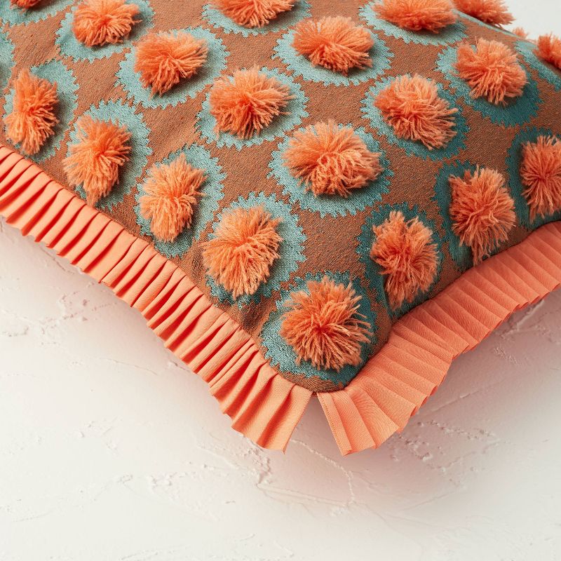 Oblong Jungalow Fringe Pom Decorative Throw Pillow Orange Coral - Opalhouse&#8482; designed with Jungalow&#8482;, 5 of 6