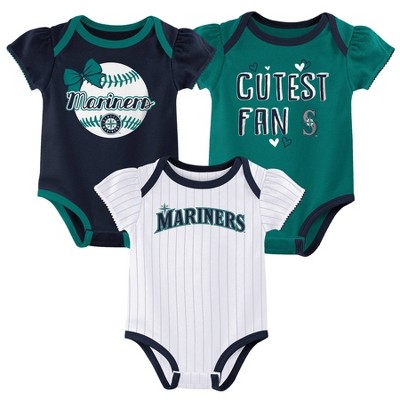 Image of MLB Seattle Mariners Baby Girls' 3pk Bodysuit - 6-9M