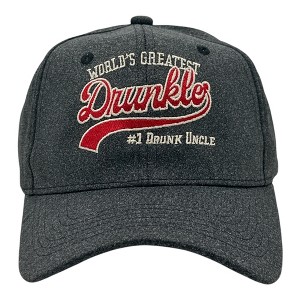Worlds Greatest Drunkle Hat Funny Sarcastic Drinking Graphic Novelty Uncle Cap - Crazy Dog Hat Gift for Uncle Black Standard - 1 of 4