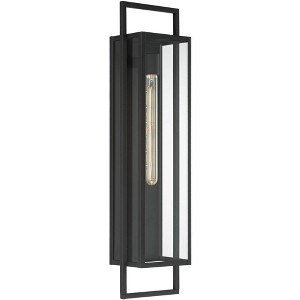 Possini Euro Design Jericho Modern Wall Light Sconce Textured Black Hardwire 7" Fixture Clear Glass for Bedroom Bathroom Vanity Reading Living Room - 1 of 4