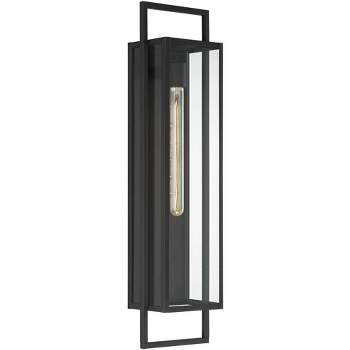 Possini Euro Design Jericho Modern Wall Light Sconce Textured Black Hardwire 7" Fixture Clear Glass for Bedroom Bathroom Vanity Reading Living Room