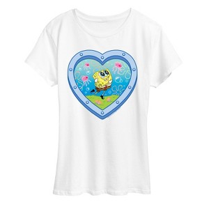 Women's - Spongebob Squarepants - Heart Porthole Window-Womens Women's Short Sleeve Graphic T-Shirt Short Sleeve Graphic T-Shirt - 1 of 4